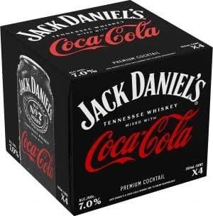 JACK DANIELS WHKY COLA 4 PACK